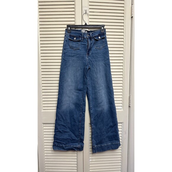 FRAME Women's Le Vintage Crop Wide Leg Blue Jeans Webster Medium Wash Size 26 - Picture 1 of 4